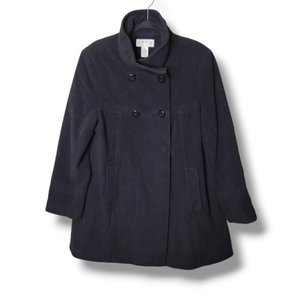 Orvis Wool Blend Pea Coat 14 A-Line Button Front Classic Fall Winter Outerwear - Picture 1 of 9